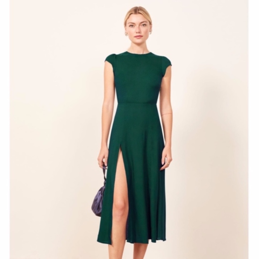Never worn Reformation Gavin Midi Dress - Emerald
